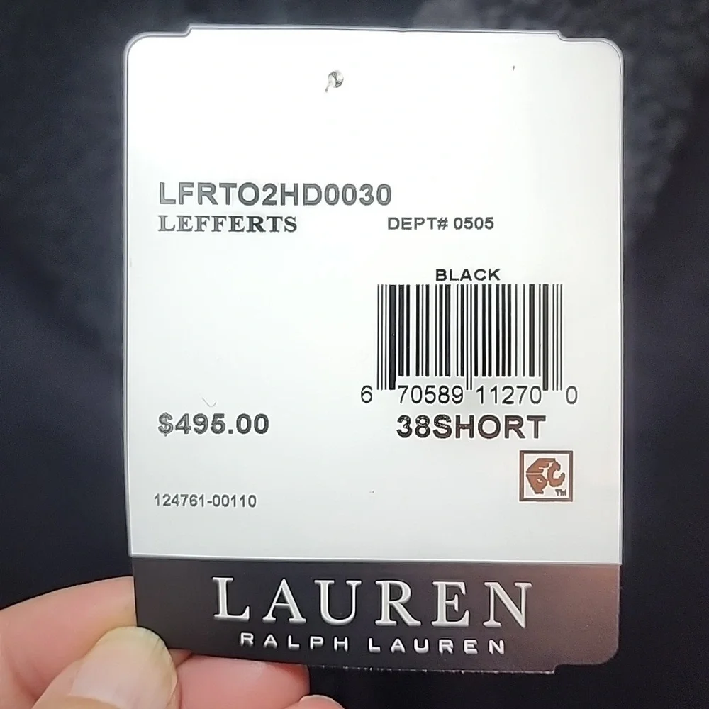 Lauren Ralph Lauren Men's Black Polyester‎ Coat Size 38 Short Black